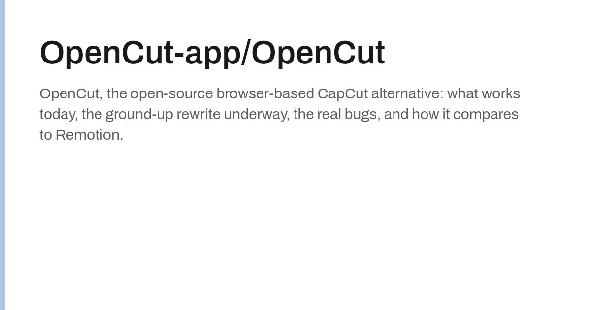 OpenCut-app/OpenCut: the open-source CapCut alternative, mid-rewrite ...