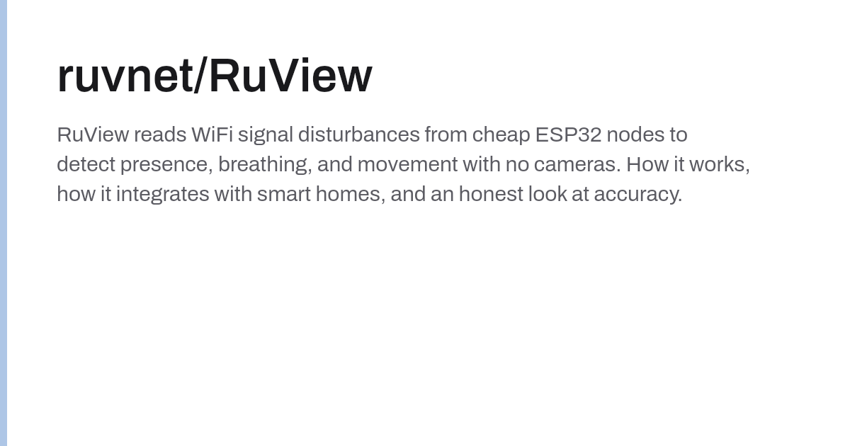 Ruview App ruvnet/RuView: turn ordinary WiFi into a contactless sensor · GhTrends.dev